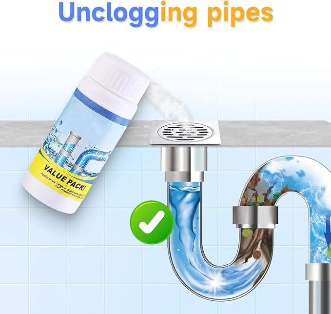 2025 New Sink Drain Cleaner, Upgraded Sink and Drain Cleaner, Powerful Pipe Unclogging Agent Cleaner for Kitchen Toilet and Pipes Cleaning Tool (2PCS)