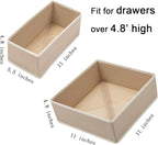 Bructhun Drawer Organizer Set of 4 Beige - Fabric Storage Bins for Clothes, Underwear, Socks & Bras - 11" Dresser Dividers for Bedroom Closet