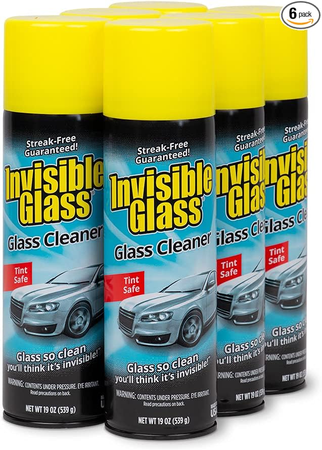 Invisible Glass 91164-6PK Premium Aerosol Glass and Window Cleaner for Auto and Home, Streak-Free, Ammonia-Free, Tint-Safe, 19 oz (Pack of 6)
