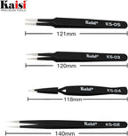 Precision Tweezers Set, Kaisi 10 PCS ESD Tweezer Set, Anti-Static Stainless Steel Tweezers Kit Curved Tweezers for Craft, Jewelry, Electronics, Laboratory Work