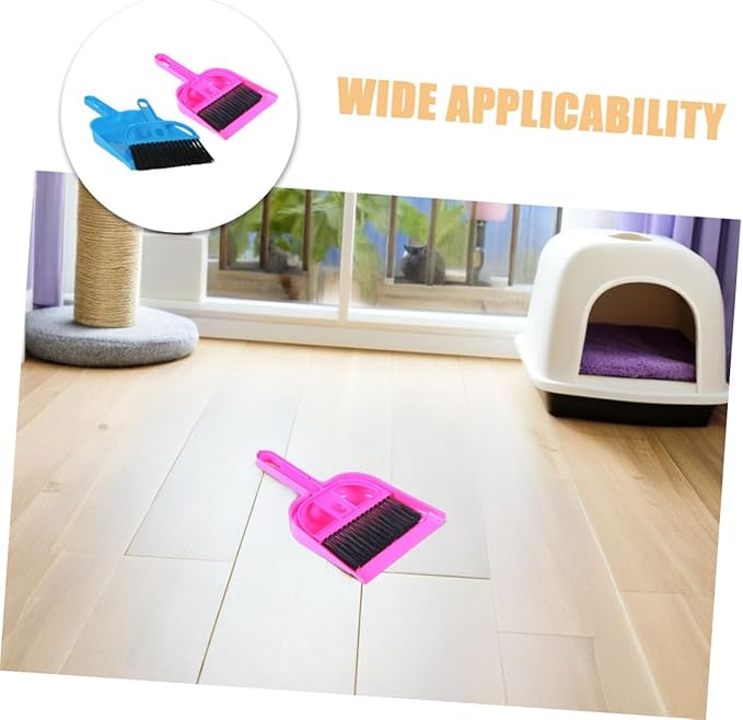 Miniature Broom and Dustpan Set 10pcs for Pet Cage Cleaning, Bright Pink and Blue, Suitable for Guinea Pigs, Hamsters, Chinchillas, Hedgehogs, and Reptiles, Small Animal Cage