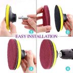 Auniwaig 2Pcs 7 Inch 1000-Grit Drill Power Brush Tile Scrubber Scouring Pads Disc Hook and Loop Cleaning for Bathroom & Kitchen Cleaning Gray