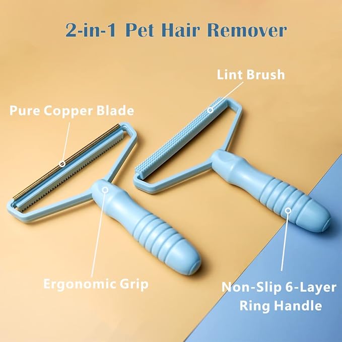 Portable Fabric Shaver, Pet Hair Remover, Manual Lint Remover, Dog Cat Hair Remover for Carpet, Clothes, Furniture, Couch Blue 1pcs