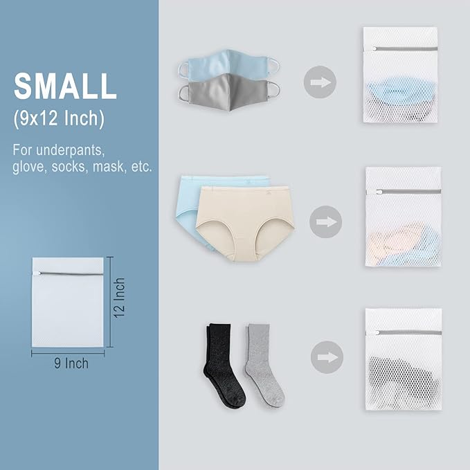 Muchfun 3Pcs Durable Honeycomb Mesh Laundry Bags for Delicates 9 x 12 Inches (3 Small)