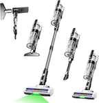 Cordless Vacuum Cleaner with Self-Standing, 50 mins Runtime Lightweight Stick Vacuum with Powerful Suction, Anti-Tangle Wireless Vacuum Versatile for Hard Floor/Carpet/Pet Hair, White