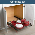 HOLDN’ STORAGE Pull Out Cabinet Organizer, Heavy Duty Caddy w/Lifetime Limited Warranty -14”W x 21”D - Requires At Least 15-1/4” Cabinet Opening, Steel Metal Cabinet Drawers Slide Out, Black