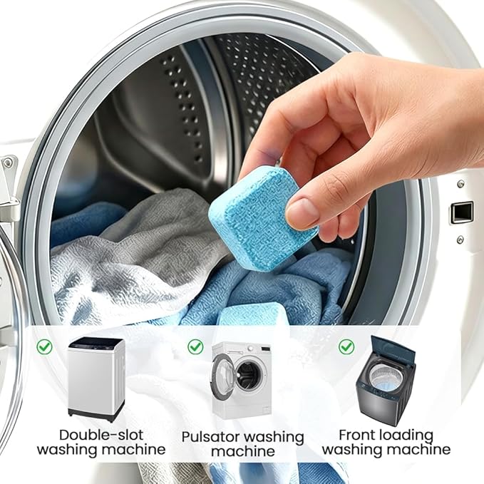 Washing Machine Cleaner Tablets 24 Pack, 2026 Upgraded Washer Cleaner Tablets for HE Top Front Load Washer, Removes Pet Hair, Odors, Suitable for Pet Owners (24 Pack)