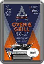 Astonish Specialist Oven & Grill Cleaner & Sponge, 250g – Powerful Degreasing Paste with Orange Oil, Restores Shine Without Harsh Chemicals – For Ovens, Grills, Racks & Toughened Glass