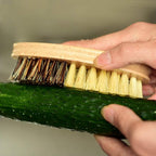 5 Pack Natural Bamboo Cleaning Brush Set, Pot Dish Scrub Brush with Handle and Flannel Bag Kitchen Brushes for Cast Iron Pots, Pans, Vegetable and Kitchen Cleaning