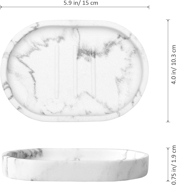 Luxspire Soap Dish, Bar Soap Holder, Soap Tray with Raised Design, Oval Soap Dish Soap Container for Bathroom Sink Kitchen Counter, Gravel White