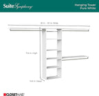 ClosetMaid SuiteSymphony Hanging Closet Kit Includes (1) Tower, (3) Closet Rods, (6) Shelves, and (3) Top Shelves w/Brackets, White