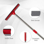 15.9" Window Squeegee for Car,2 in 1 Window Cleaner with Long Stainless Steel Handle,Sponge Car Squeegee for Gas Station, Glass,Shower,Outdoor High Window Cleaning