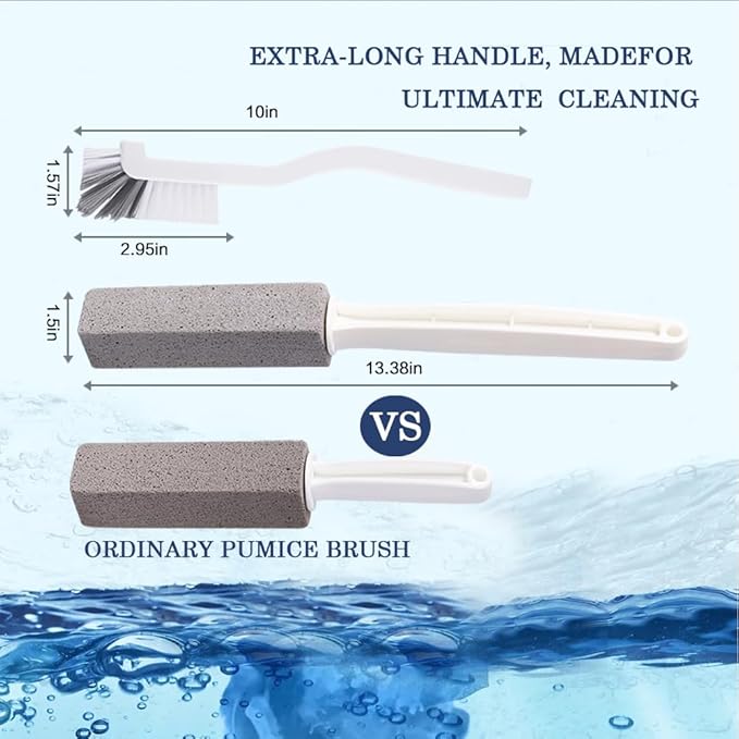 2 Pack Pumice Stone Toilet Bowl Cleaner with Handle, Pumice Stone Toilet Brush for Cleaning Limescale Deposits, Hard Water Stains on Toilets, Grills, Tiles