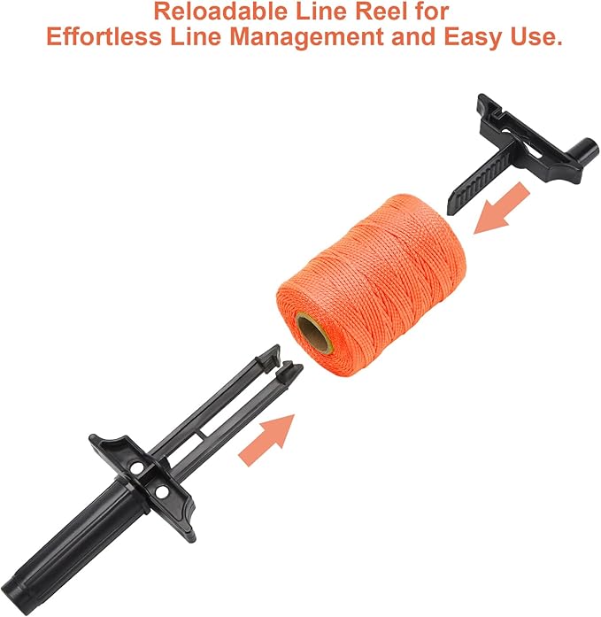 Mason Line String Line - #18 Braided Nylon String - 500 Ft Length - Nylon with Reloadable Line Reel Twine for Gardening Or Masonry Tools - Perfect Construction String (Orange)