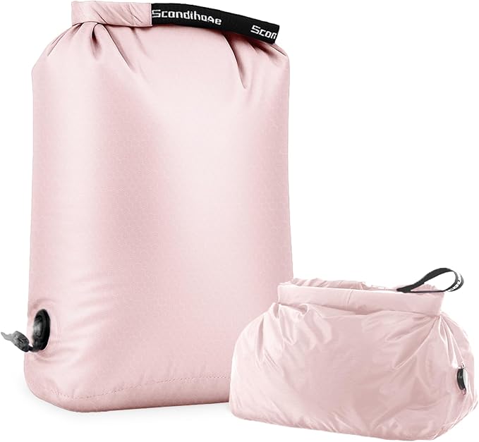 Travel Laundry Bag, Pump Free Vacuum Storage Bag Reusable Compression Dirty Clothes Travel Bag Waterproof Wet Dry Bags Large Capacity Space Saver Bags Camp Clothes Organizer (1 Pcs)(Pink, M)