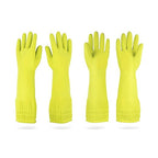 Mamison 2 Pairs Reusable Waterproof Household Dishwashing Cleaning Rubber Gloves, Non-Slip Kitchen Glove (Green, Medium (Pack of 2))