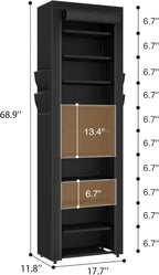ROJASOP Shoe Rack with Covers 10 Tier Large Shoe Organizer Tall Shoe Closet Storage for 20-22 Pairs Shoe and Boot, Free Standing Shoe Rack Organizer for Closet, Entryway, Bedroom, Black