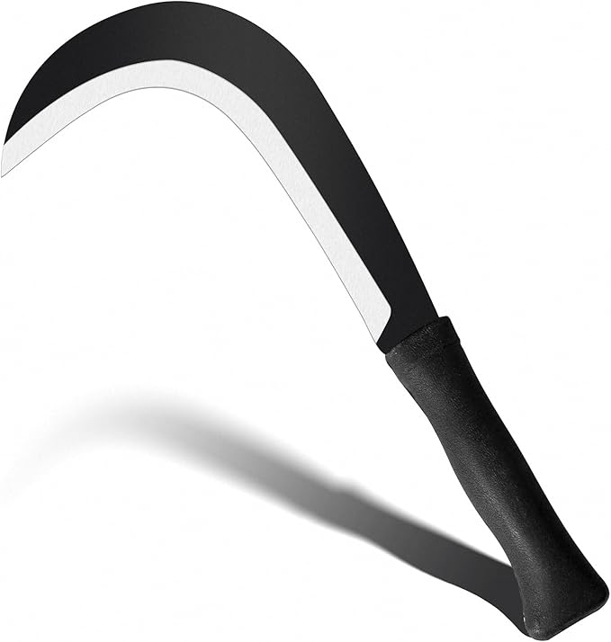 Sickle Garden Tool Machete for Yard Work and Cutting Trees Heavy Duty Machetes Knife Brush Clearing Sickles with Carbon Steel Blade for Grass, Harvest, Weeding