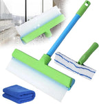 Recyclable Silicone Window Squeegee Kit, Aqua Blade Window Squeegee Kit, 3 in 1 Glass Cleaning Set with Silicone Squeegee & Microfiber Scrubber for Shower, Mirror, Door & Car Cleaning (Green)
