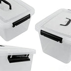 Plastic Storage Bins with Lids, 6 Pack Storage Organizer, 10 L Stackable Storage Bins with Buckle-Up Latches and Handle, Storage Totes for Home Office Pantry Organization, Clear