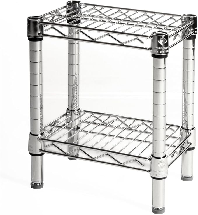 Shelving Inc. 8" d x 12" w Chrome Wire Shelving with 2 Tier Shelves, Weight Capacity 800lbs Per Shelf