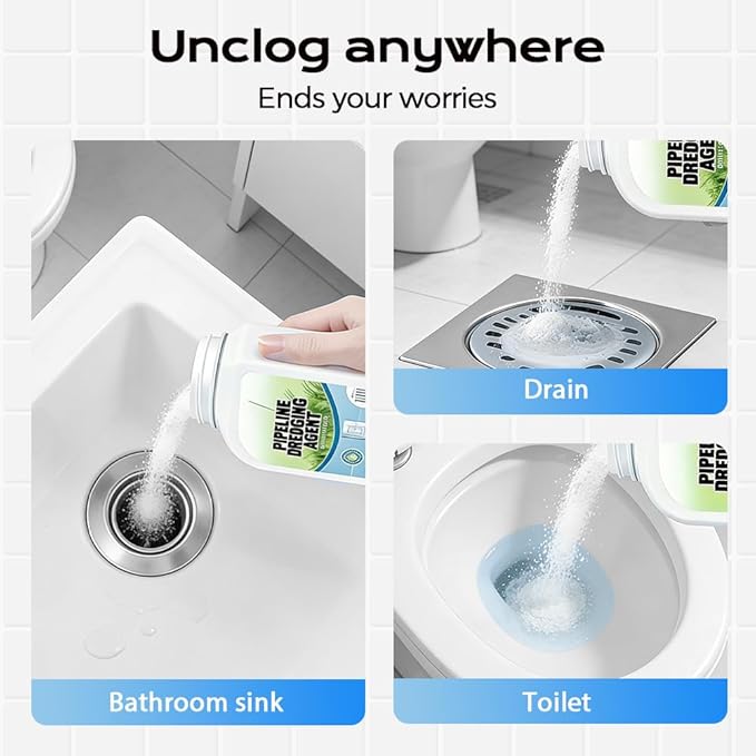2 Pcs Pipe Dredging Agent, 2026 Upgrade Powerful Drain Cleaner, Sink Drain Cleaner, Pipeline Dredging Agent for Kitchen, Toilet, Sink (2)