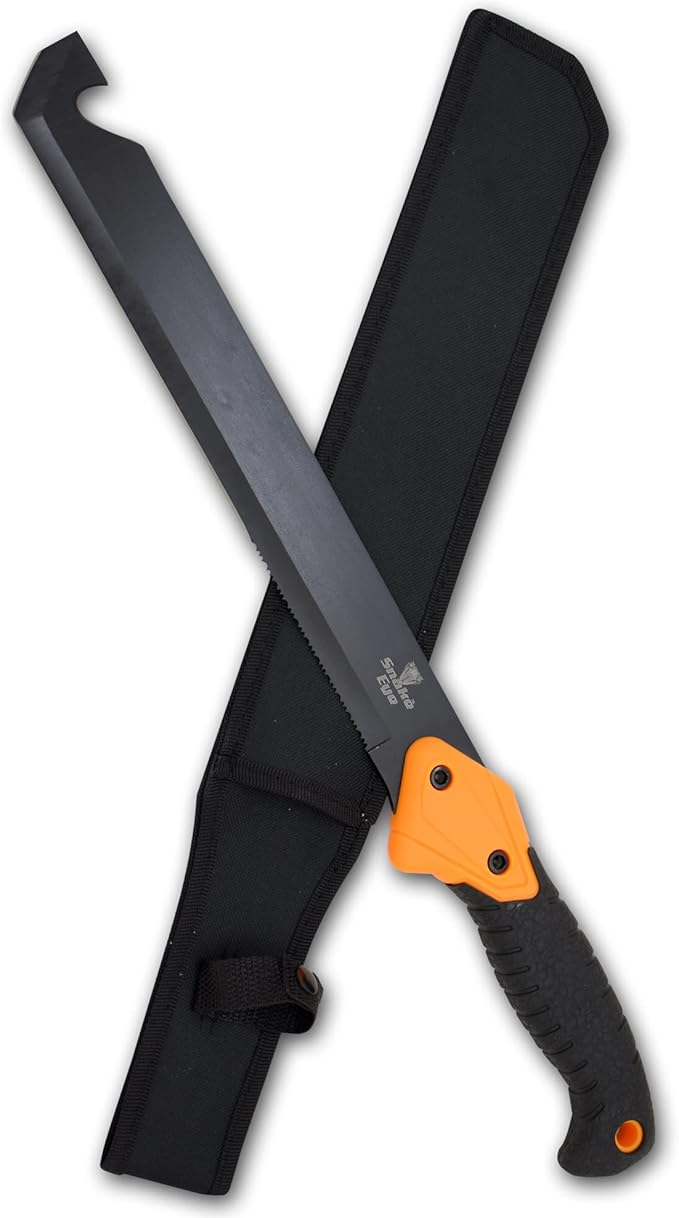 Snake Eye Machete with Heavy Duty Construction-Ergonomic Non-Slip Handle and Belt Sheath for Gardening, Land-Management, Bushcraft, Hunting and Outdoor