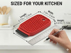FlexiClean 3-in-1 Silicone Dish Sponge - BPA-Free Food-Grade Cleaning Brush with Dual-Sided Scrubber & Scraper, Hanging Hole Fast-Dry Reusable for Dishes/Fruits/Vegetables (Red 2PCS)