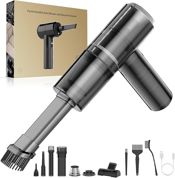 Car Vacuum Portable Cordless, Handheld Vacuum Cleaner & Blower 4-in-1, 15,000Pa Handy Vacuum Brushless Motor, 2800mAh Battery, for Cars, Keyboards, Office, Home, Pet