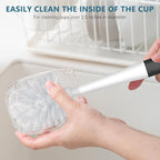 SetSail Dish Brush Set of 3 with Bottle Brush, Dish Scrub Brush with Long Handle Deep Cleaning Handle Brush with Scraper Tip for Kitchen Sink Dishes Bottle Cup Pot and Pans Tile Lines, Black