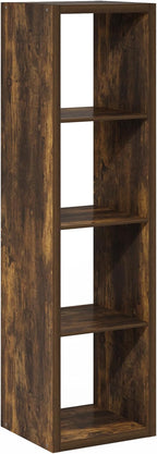 Furinno Cubicle Open Back Decorative Verticle Cube Storage Organizer, 4-Cube, Amber Pine