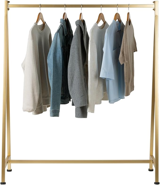 MyGift A-Frame Clothing Rack, 47 Inch Modern Heavy Duty Gold Metal Wardrobe Clothes Rack, Commercial Grade Freestanding Garment Hanger for Bedroom Closet or Retail Display