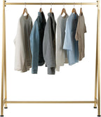 MyGift A-Frame Clothing Rack, 47 Inch Modern Heavy Duty Gold Metal Wardrobe Clothes Rack, Commercial Grade Freestanding Garment Hanger for Bedroom Closet or Retail Display