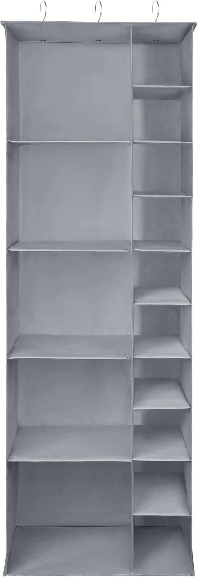 Libeder Shoe Organizer for Closet, 15 Shelf Hanging Closet Storage Shelves - 10 Shoe Rack Organizer and 5 Compartment for Clothes with 6 Side Mesh Pockets for Scarves Socks,Gloves Grey