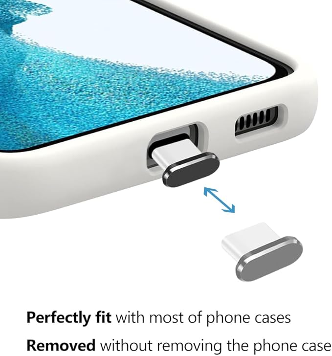USB C Dust Plug, 4 Pack Type C Anti Dust Plug Cover Charging Port Protector Cap with Cleaning Brush for iPhone 15 Series, Samsung Galaxy S22/S21/S20, Note 20/10, All USB C Devices