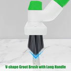 Floor Scrub Brush with Long Handle, 3-in-1 Scrape Scrubber Brush with Squeegee Stiff Bristle Deck Brush for Cleaning Tile Bathroom Patio Deck Garage Grout Kitchen