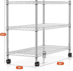 YSSOA 3-Tier Heavy Duty Storage Shelves 750Lb Capacity, 24.02" D x 13.78" W x 21.97" H Shelving Unit for Pantry, Garage, Laundry and Kitchen, Chrome, 2 Pack
