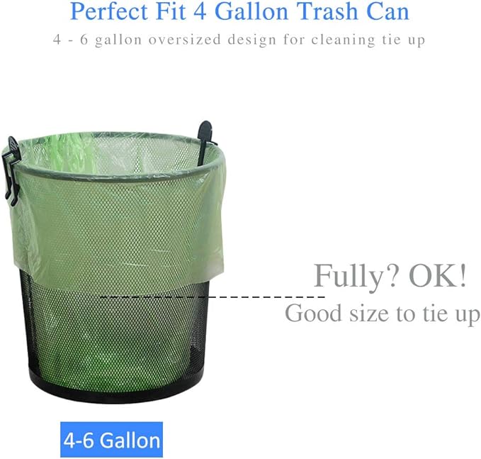 Jaoul Trash Bags 4 Gallon, Small Garbage Bags Strong Tear & Leak Resistant, Unscented Trash Bags for Kitchen, Bathroom, Office, Restroom, Car, Green, 60 Counts