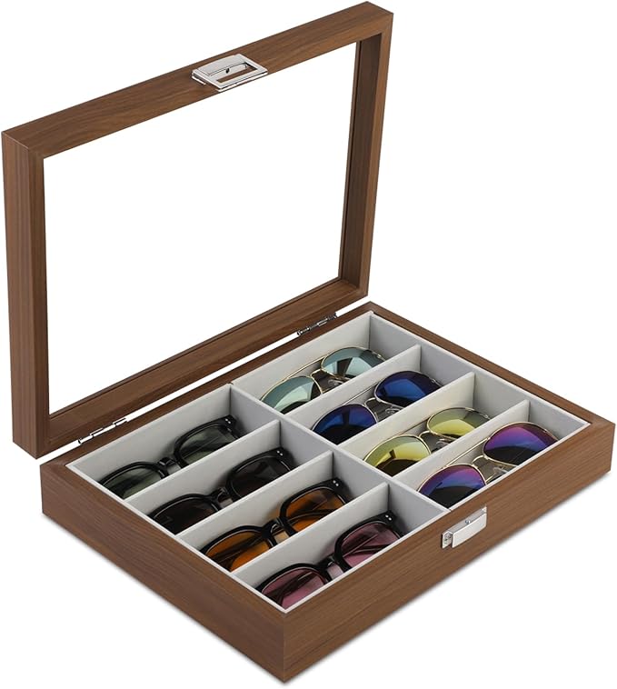 Wooden Sunglasses Organizer Box, Eyewear Display Eyeglass Case, Glasses Storage Box Sunglass Holder Gifts