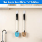 Bottle Brush, 15-inch Stainless Steel Long Handle Cleaning Brush, Kitchen Cleaning Brush, for Cleaning Water Bottles, Glasses, Baby Bottles, Glassware, Food Jars, Cups, Wine Aerators, Brown