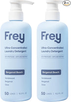 FREY Concentrated Natural Laundry Detergent - 50 Concentrated Loads of Long Lasting High Efficiency Liquid Laundry Detergent - Eco Friendly Blend of Great Smelling Biodegradable Natural Ingredients, Sandalwood/Bergamot/Clove, 2 Pack