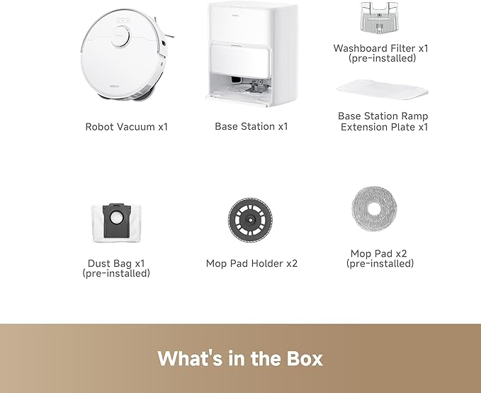 Mova P50 Ultra Robot Vacuum Cleaner with Flexible Mop, 19,000 Pa Suction Power with Anti-Tangle Brush, Corner and Edge Cleaning, 167℉ Automatic Cleaning & Self-Drying & Cleaning, Auto Empty & Refill