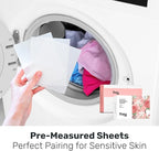 FREY Laundry Detergent & Dryer Sheets Bundle | 60 Count | Plastic Free | Liquidless Full Wash Solution | Soft Fresh Clothes (Jasmine Meadow)