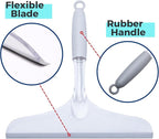Shower Squeegee for Glass Door, 10'' Rubber Water Wiper for Bathroom Tile and Mirror, Clear Plastic Window Cleaner Tool, 2 Pack