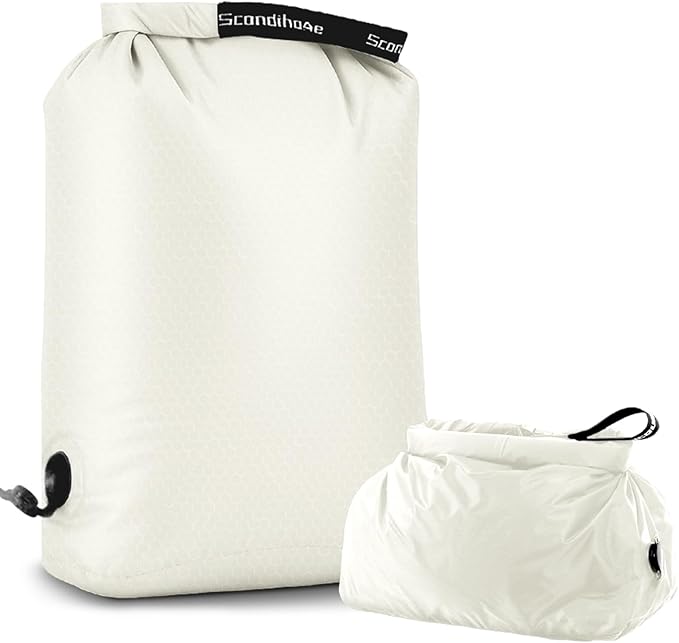 Travel Laundry Bag, Pump Free Vacuum Storage Bag Reusable Compression Dirty Clothes Travel Bag Waterproof Wet Dry Bags Large Capacity Space Saver Bags Camp Clothes Organizer (1 Pcs)(White, L)