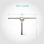 Better Living Deluxe XL Shower Squeegee, Multi-Purpose Silicone Squeegee Blade with Storage Hook, Rust-Proof Heavy Duty Window, Glass, Shower Scrubber, Windshield Wiper, 12", Brushed Nickel
