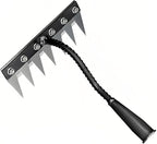 Gardenia Iron Weeding Rake, Iron Rake 2.0 for Gardening and Weeding, Detachable Double-Edged Blade Design Carbon Steel Heavy-Duty Weed Rakes,Hand Weed Puller Tools for Lawn Yard Garden Farm(7 teeths)