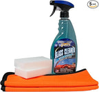 Gliptone Glass Cleaner Kit, Streak-Free Shine, Ammonia-Free, Quick Drying, Includes Glass Cleaner, Glipscrub Sponges & Softouch Waffle Microfiber Towels, Safe on Tint & Hard Surfaces