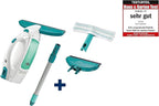 Leifheit Dry & Clean Window Vacuum Cleaner Set with 43cm Handle and Washers, Window Cleaning Kit up to 35 Minutes of Power, Electric Window Cleaner