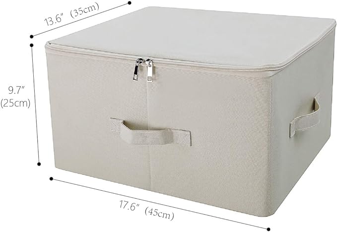 Collapsible Rigid Storage Bins with Lid, Shelves Clothes Storage Cubes, Tide Up Your Wardrobe, Beige, Set of 2